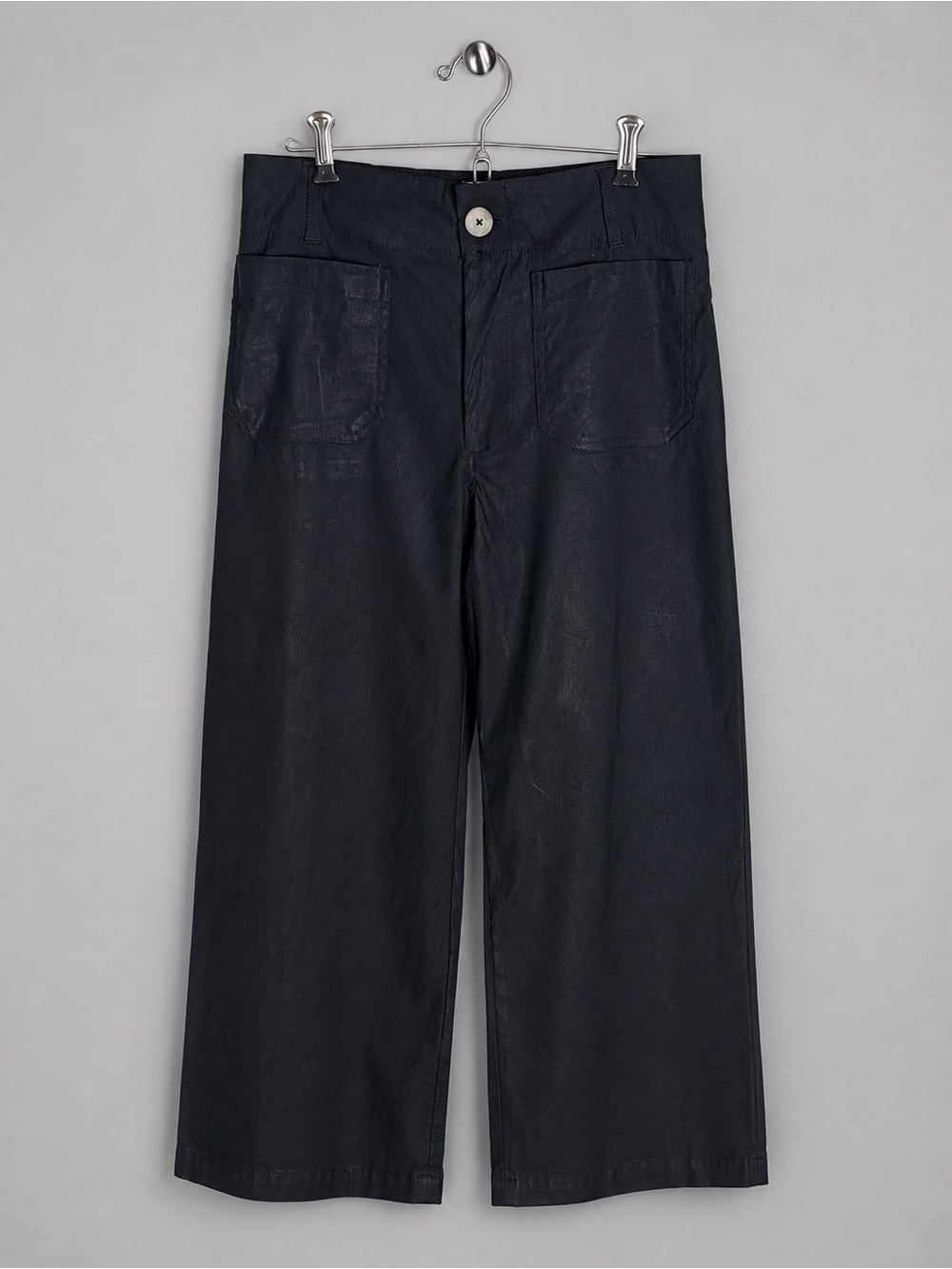Maeve The Colette Wide Leg Crop Pants Black Linen Blend Size 28